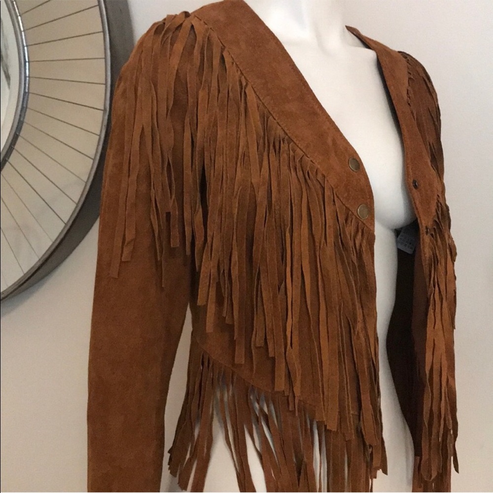 Tan suede fringe jacket